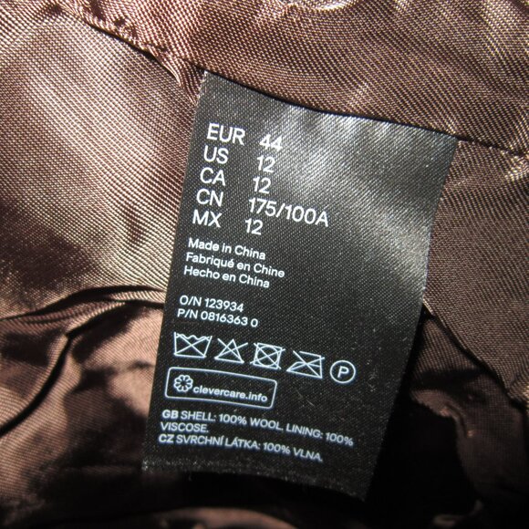 H&M 100% Wool 44 12 Wool Rare Teddy Coat Jacket Plush Fluffy Heavy Thick Brown - Picture 5 of 5